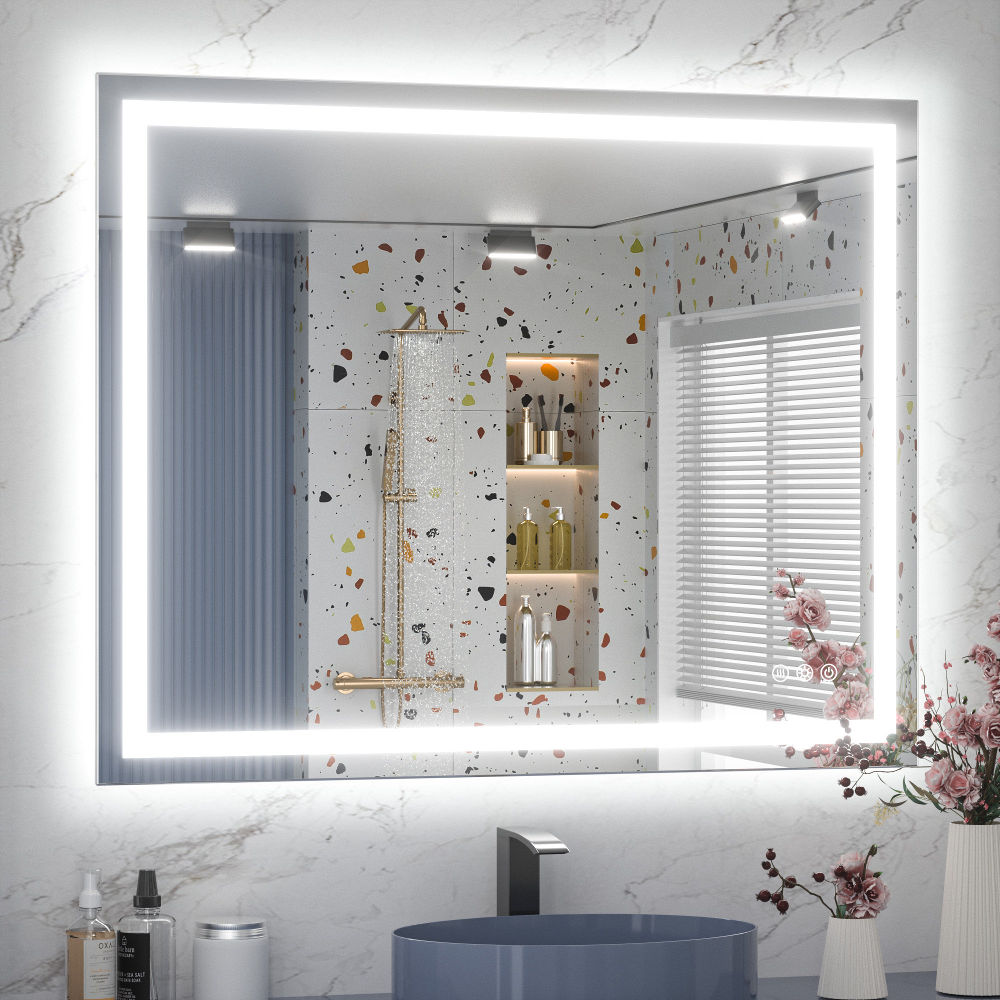 Katyusha Super Bright LED Lighted Bathroom Vanity Mirror 3 Color Temperature Frontlit Backlit Dimmable Anti Fog Wall Mirror Ivy Bronx Size 24 x